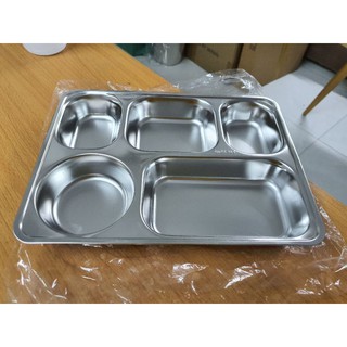 KHAY CƠM PHẦN 5 NGĂN SÂU LÒNG LỚN  inox 304 ( 33x25x4 cm )