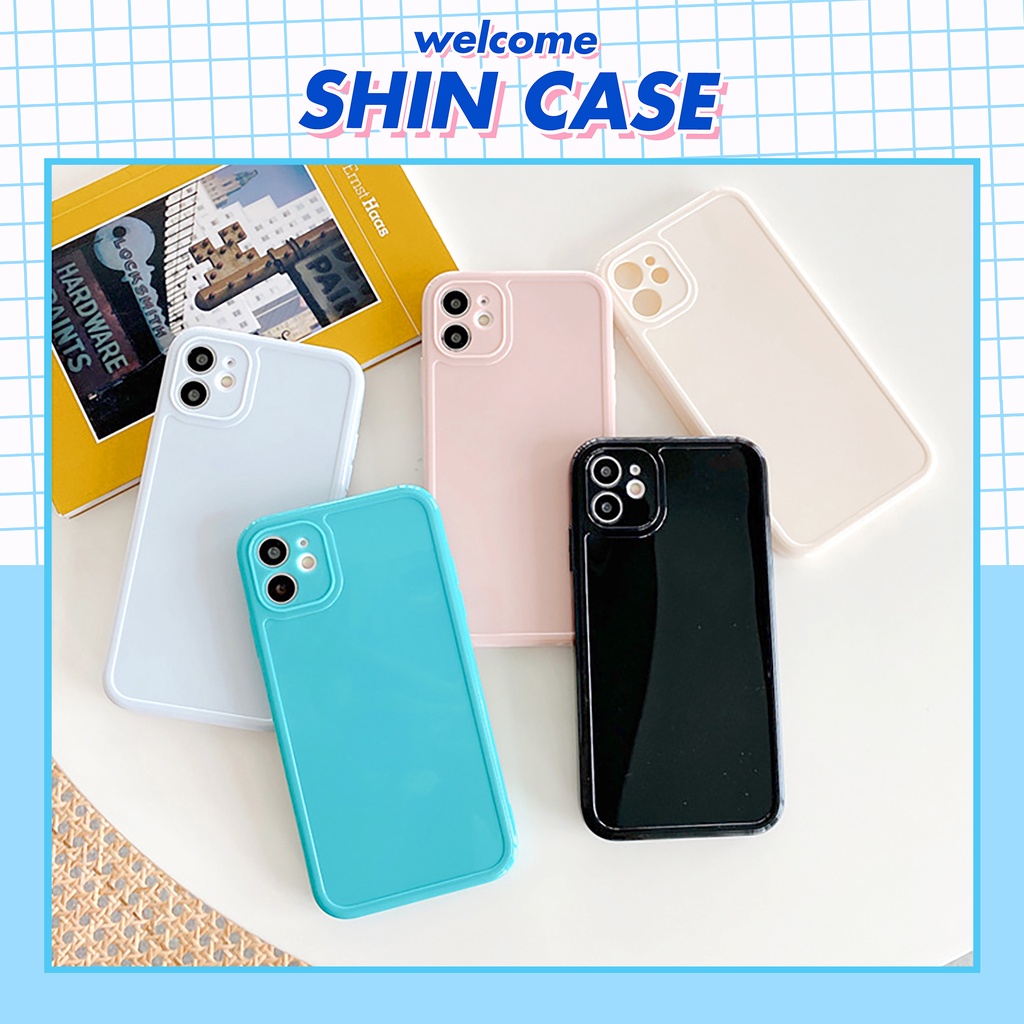 Ốp lưng iphone trơn bóng cạnh vuông 6/6plus/6s/6splus/7/7plus/8/8plus/x/xs/11/12/13/14/pro/max/promax/plus/shin/case