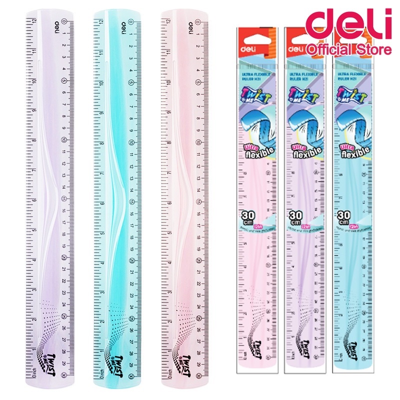 Thước kẻ dẻo Deli H21 / Thước kẻ 30cm màu pastel