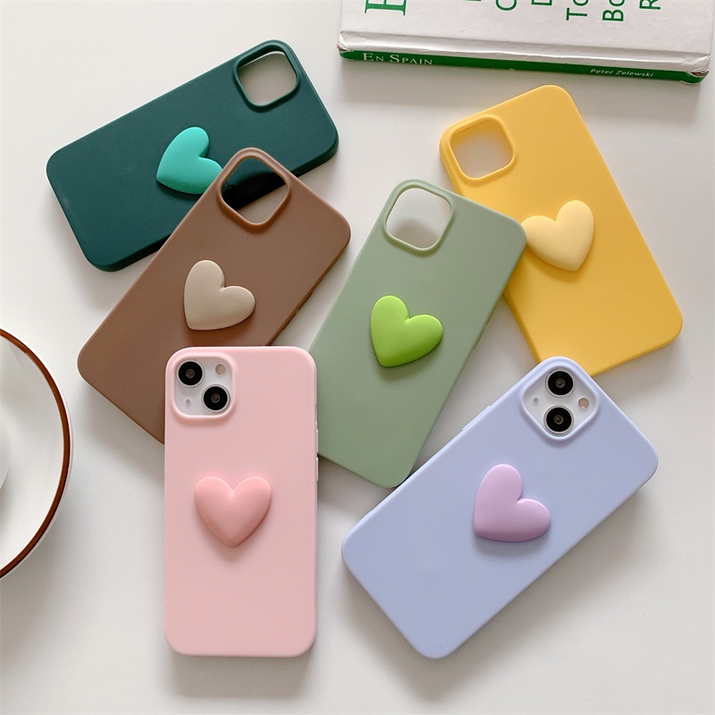 Ốp điện thoại TPU mềm mặt nhám màu kẹo hình trái tim đơn giản cho Xiaomi Redmi Note 11 10 11T Pro Poco M3 M4 Pro 5G