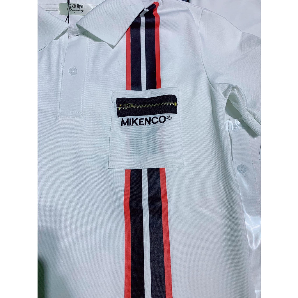 Áo Phông Polo Mikenco phối kẻ sọc túi khóa siêu sang chảnh, Áo thun Polo Nam Nữ Unisex Hottrend 2022