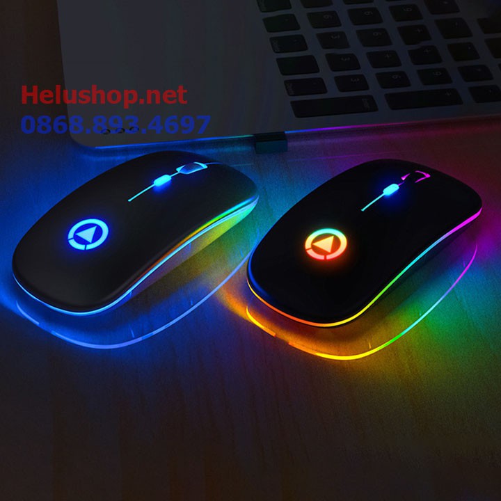 Chuột không dây tự sạc A2 Led RGB Siêu Mỏng Không Tiếng Ồn (BH 6 tháng)