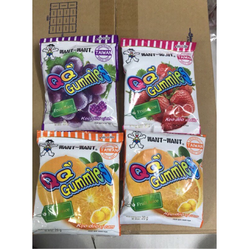 Kẹo Dẻo Trái Cây Tươi TAIWAN QQ' Gummies Fruit Juice Vị Cam / Dâu / Nho / Việt Quất  20 gram-[FREE SHIP] TỪ ĐƠN 50K