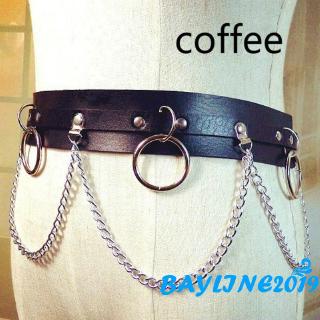 ❀May-punk Gothic Giả Da Dây Xích Kim Loại Vòng Eo Dây Đeo Đường Phố Trang Trí Khiêu Vũ Đai