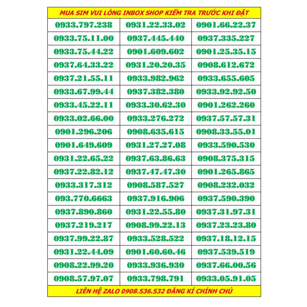 Sim số đẹp dễ nhớ giá rẻ