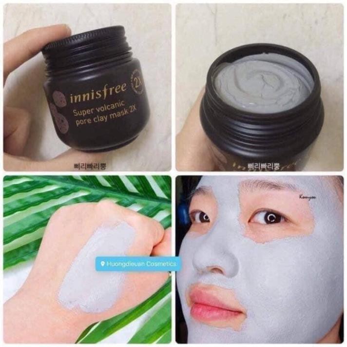 Mặt Nạ Đất Sét Tẩy Tế Bào Chết Trắng Da Sạch Bã Nhờn Super Volcanic Pore Clay Mask 2x Innisfree KoreaStore247