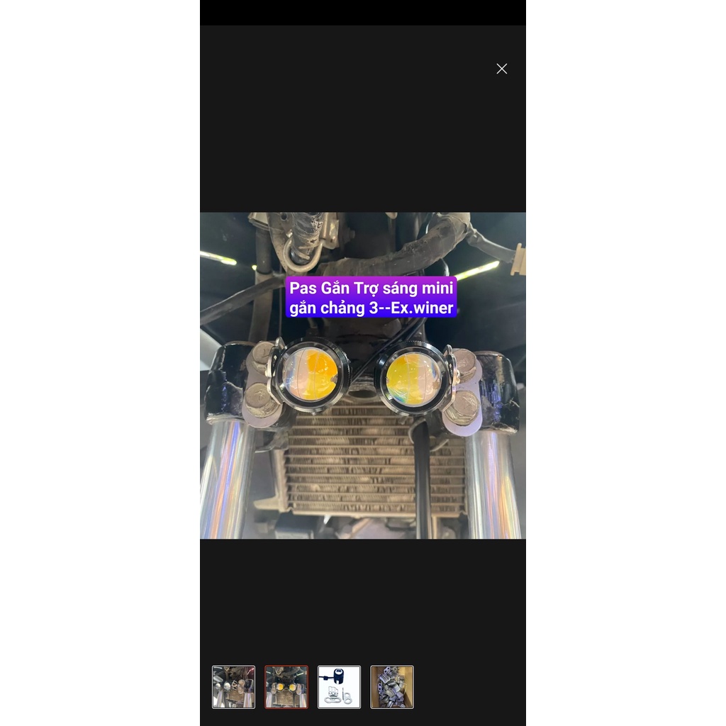 Bát  gắn đèn trợ sáng Mini vào phuộc Inox 304