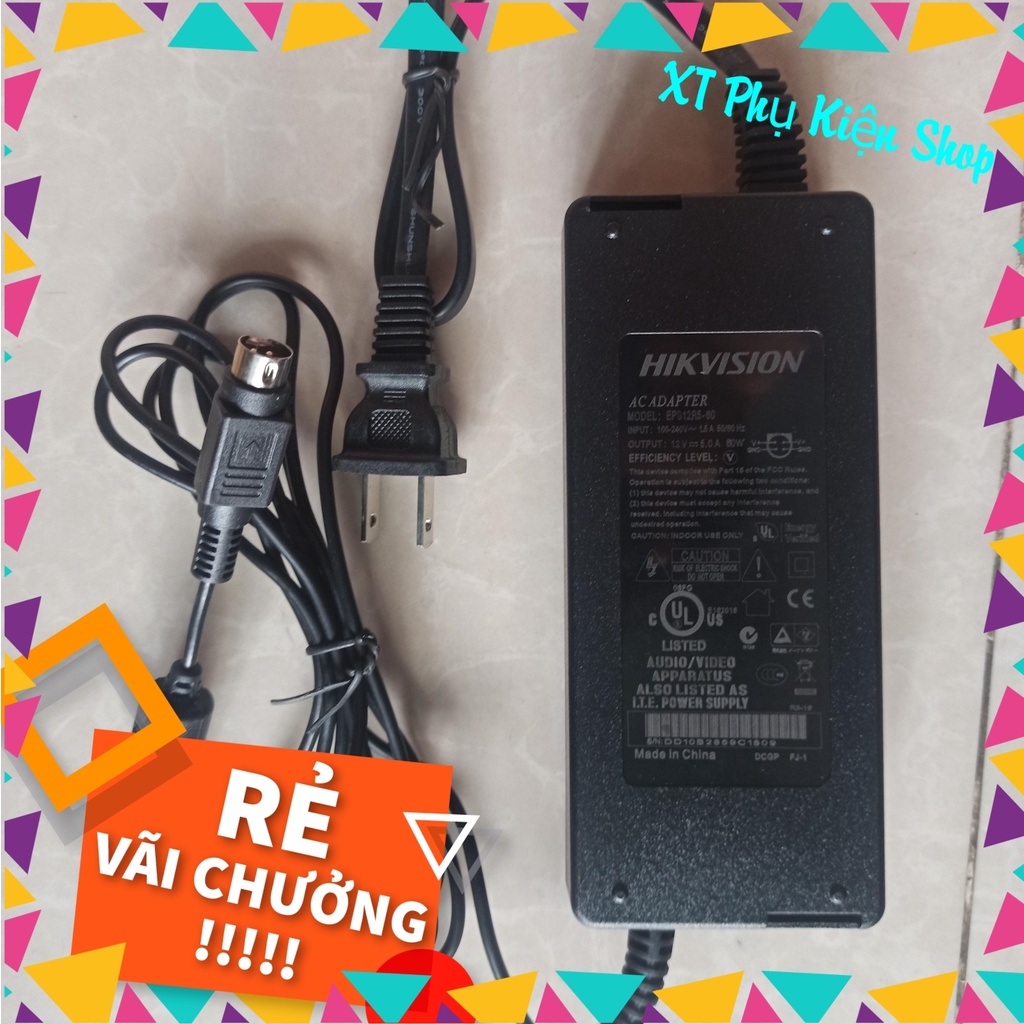 Nguồn Adapter 12V-5A (4 pin) dùng cho đầu ghi Hikvision loại tốt