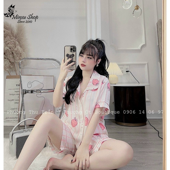 Đồ Ngủ Pijama Quần Lửng Tay Ngắn Vải Lụa Mango Mềm Mịn Siêu Xinh, Phom Thoải Mái Rộng Rãi Mã PB