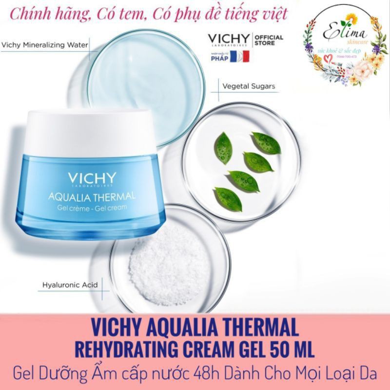 [CHÍNH HÃNG CÓ TEM] VICHY Aqualia Thermal Rehydrating Cream Gel 50 mL - Gel Dưỡng Ẩm cấp nước 48h Dành Cho Mọi Loại Da