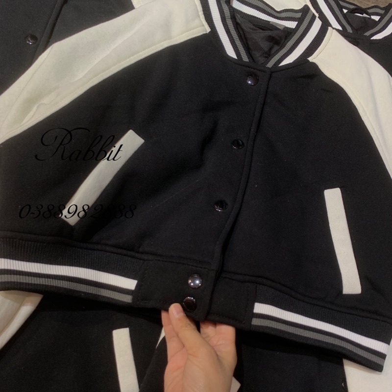 Bomber croptop đen trắng