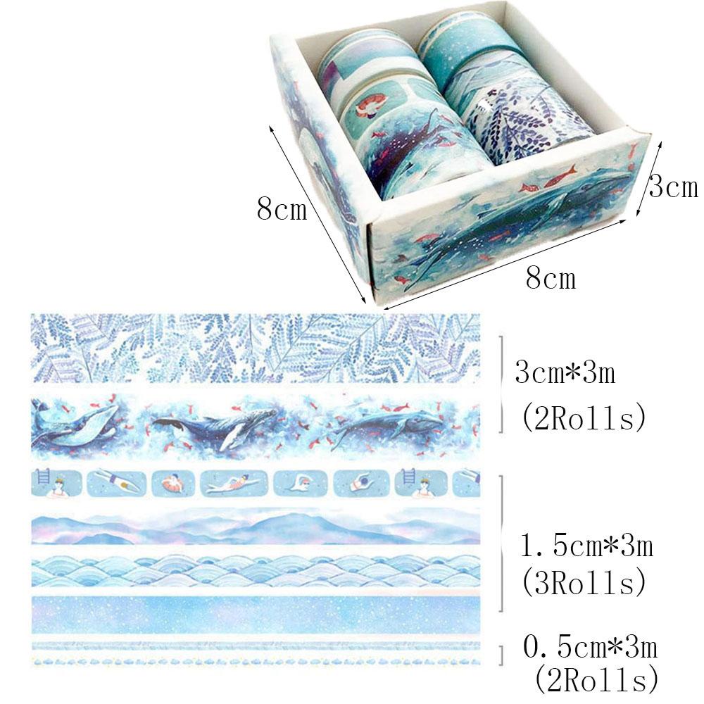 PISTA Bộ 8 Cuộn Băng Keo Washi In Họa Tiết Lá Cây Xương Rồng Nhiều Màu Sắc Trang Trí Sổ Tay