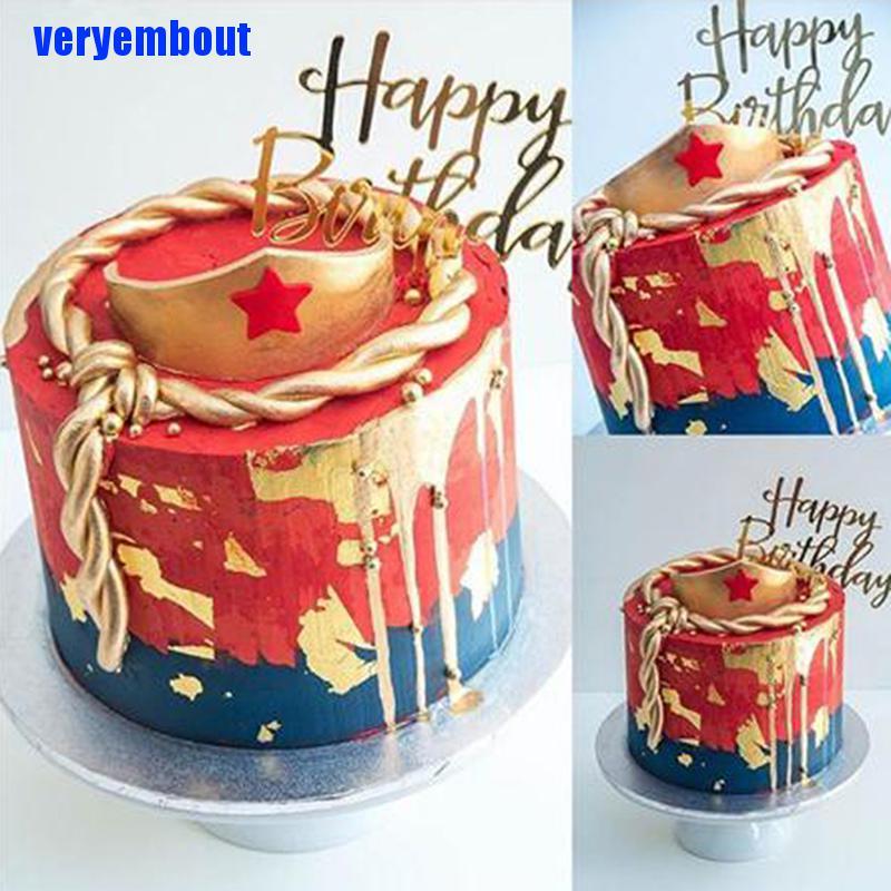 1 Topper Trang Trí Bánh Kem Chữ Happy Birthday Bằng Nhựa Acrylic