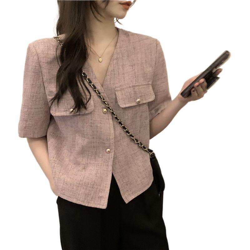 Áo Sơ Mi Cổ Chữ V Dáng Ngắn Thời Trang Cho Nữ  tao bao