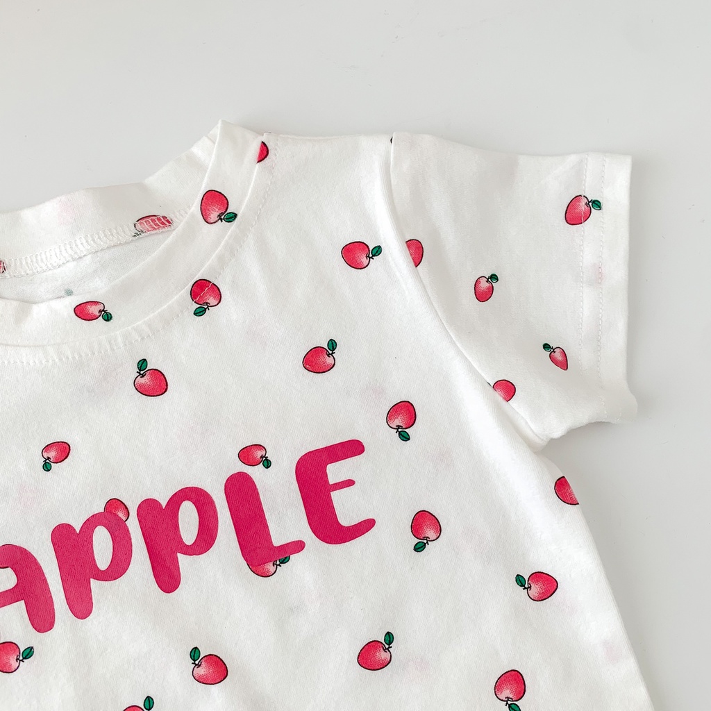 Bộ Áo Liền Quần 100% Cotton Tay Ngắn In Họa Tiết Trái Cây Dễ Thương Cho Bé Sơ Sinh