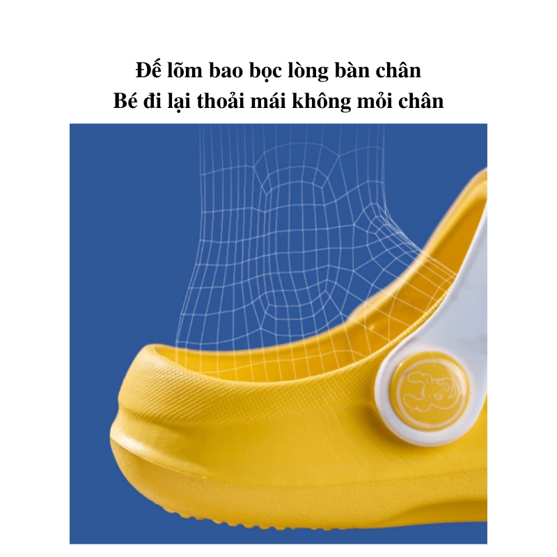Dép sục cho bé trai bé gái sticker gấu Bunny Store, cross dành cho bé từ 1 đến 5 tuổi đế mềm eva chống trơn trượt BN18