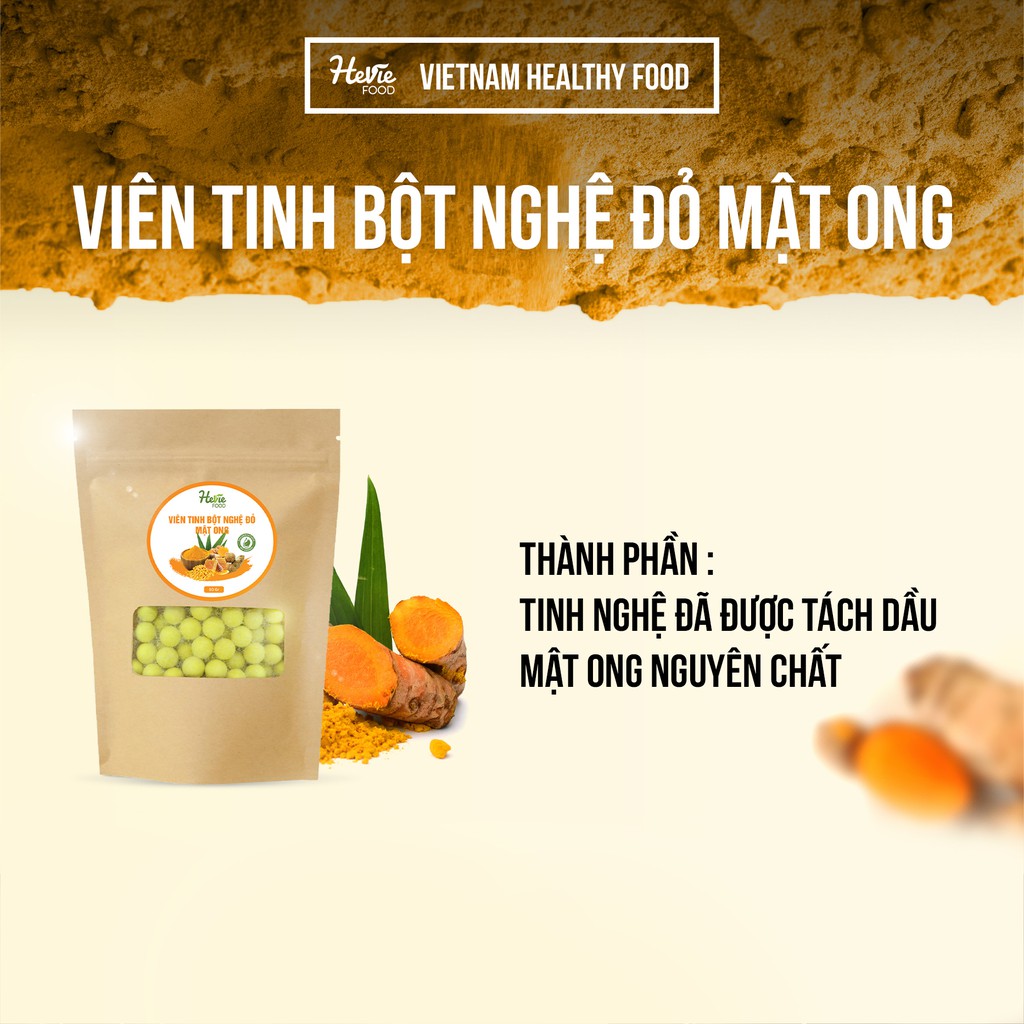 [Mã FMCGM25 - 10% ĐH 150K] Viên tinh bột Nghệ đỏ mật ong 50g HeVieFood