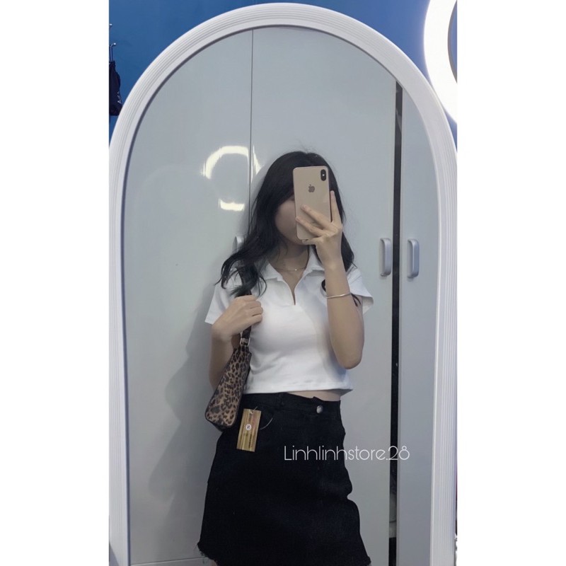Áo crotop cổ đức ( ảnh thật shop chụp )