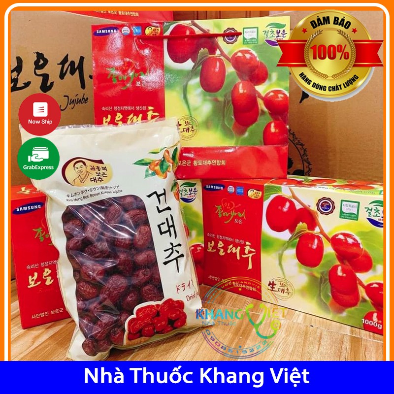 Táo Đỏ Hàn Quốc Sấy Khô Samsung Boeun Jujube 1KG + Tặng Kèm Túi Đựng Hộp Làm Quà Biếu