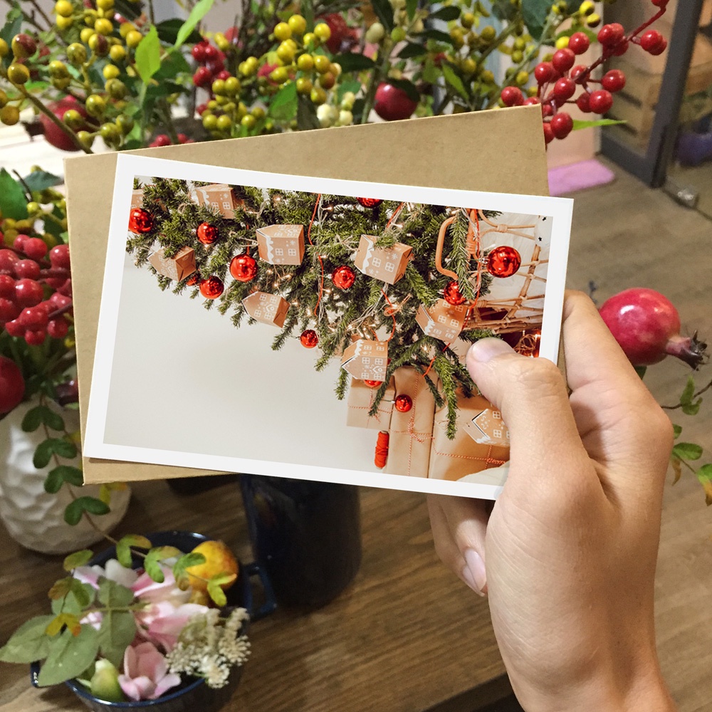 Thiệp giáng sinh, postcard trang trí noel, quà giáng sinh trang trí cây thông, postcard decor kích thước 10x15 - CHR1