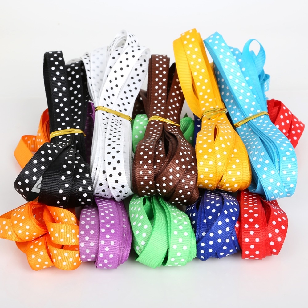 Ruy băng in chấm bi 5yds10mm grosgrain là sự lựa chọn tốt nhất cho tiệc gói quà ruy băng in lụa DIY cung cấp ruy băng tiệc cưới