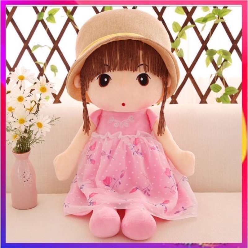 Búp bê nhồi bông đội mũ xinh xắn cao 60cm và 45cm