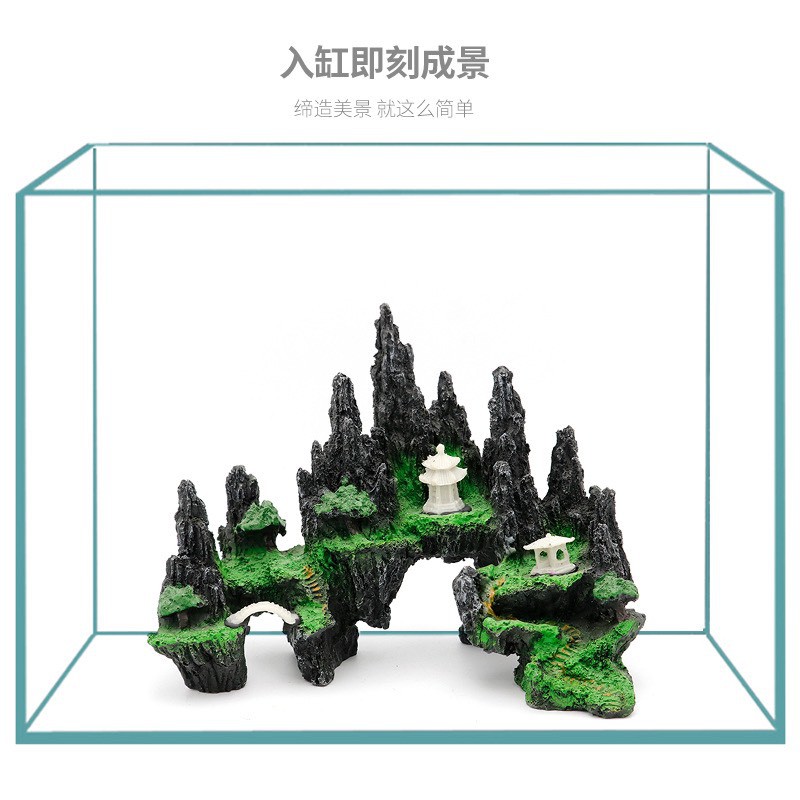 Mô hình hòn non bộ núi đá thủy sinh phụ kiện bể cá - non bộ trang trí hồ cá