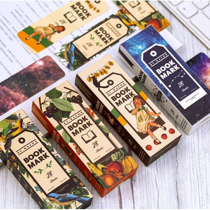 Hộp 28 Bookmark Đánh Dấu Sách Du Hành Không Gian Space Roaming Ver.2/ Vẻ Đẹp Loài Lông Vũ/ Sự Ngọt Ngào Của Thiên Nhiên