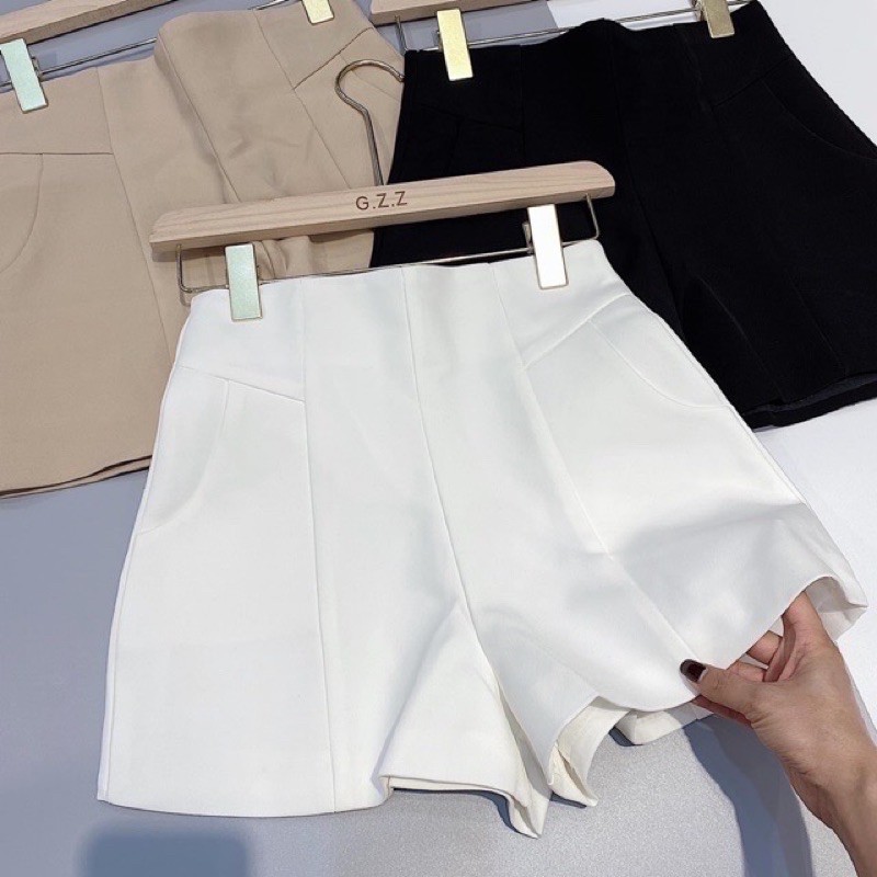 Quần Short Cạp cao -  HÀNG BÁN SHOP - Sooc ống rộng , chất tuyết mưa dày dặn