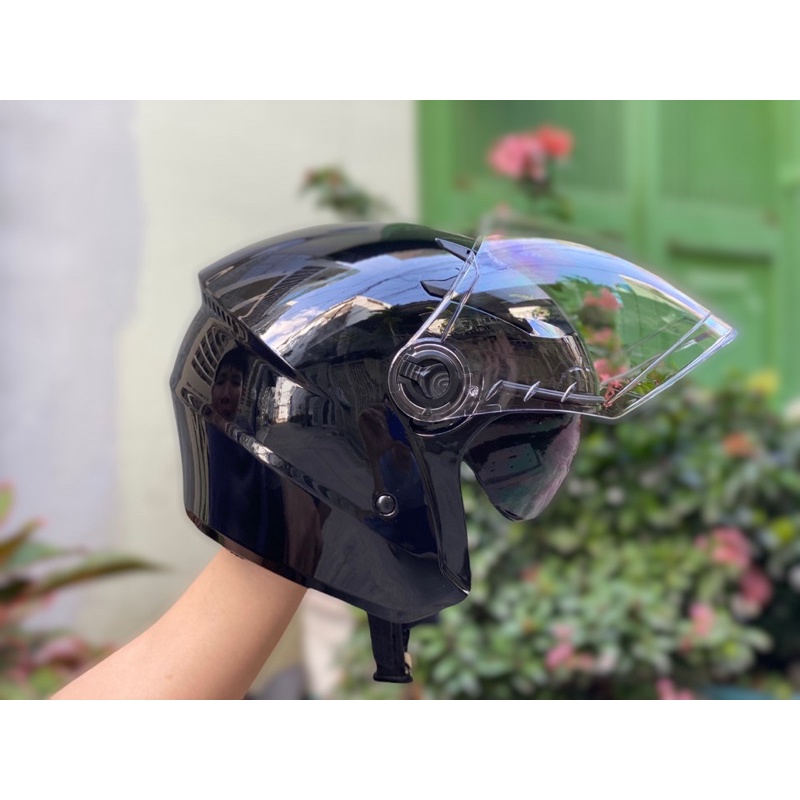MŨ BẢO HIỂM 3/4 2 KÍNH ROYAL M268 ĐEN BÓNG, TẶNG BỘ LOGO KYT và bảo hành 12 tháng
