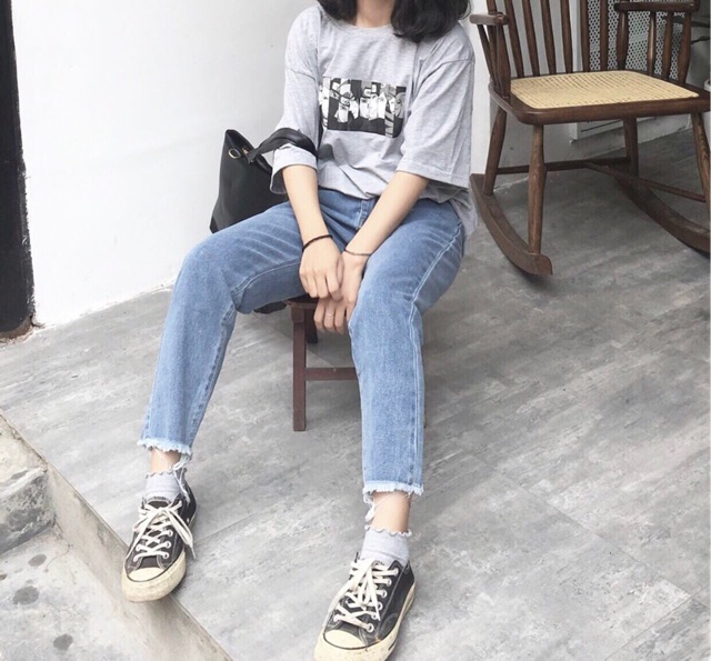 Quần baggy bò trơn tua gấu (có video) | BigBuy360 - bigbuy360.vn