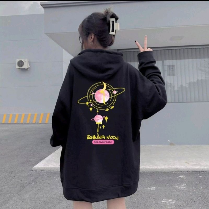 Áo Khoác Hoodie Nữ Chất Nỉ Bông Có Nón In Họa Tiết Địa Cầu Siêu Xinh - Z2 Store