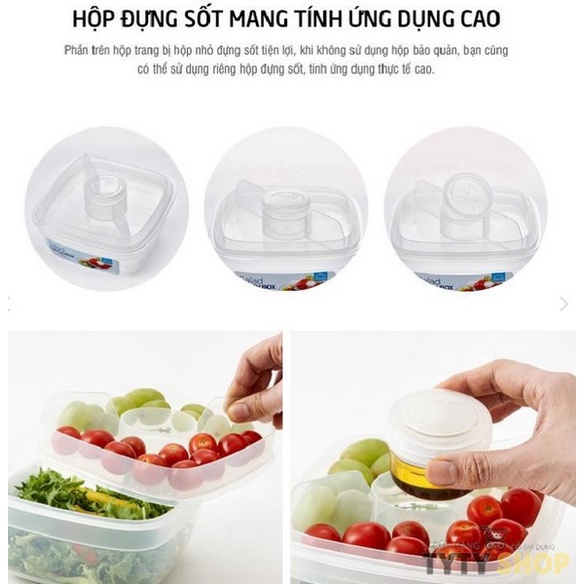 Hộp Salad Lock&Lock kèm khay nước sốt 950ml ,1.6L HSM8440T HSM8450T
