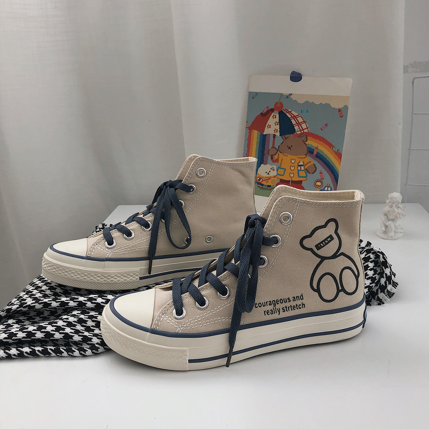 Giày Bata Canvas Cổ Cao Phong Cách Hàn Quốc Cho Nữ | BigBuy360 - bigbuy360.vn