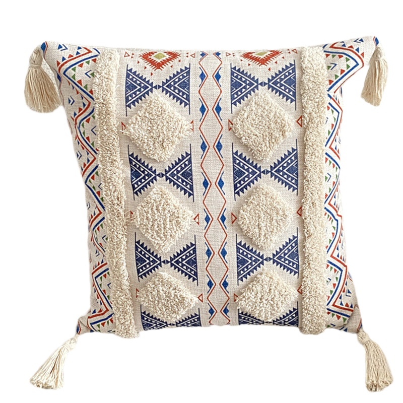 Aoto Vỏ Gối Cotton Hình Vuông Phối Tua Rua Phong Cách Boho Trang Trí Nhà Cửa / Văn Phòng / Phòng Ngủ / Sofa
