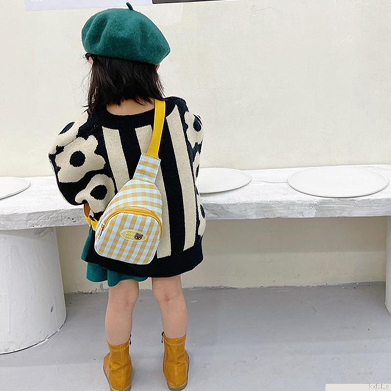 Túi đeo chéo họa tiết caro thời trang nhiều màu tùy chọn cho bé trai và bé gái