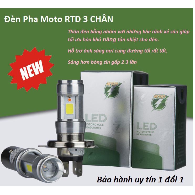 Đèn Pha Moto RTD 3 CHÂN - Đèn Pha Xe Máy Các Loại, Đèn Pha Moto Rtd 3 Chân, Dễ Sử Dụng , Bảo Hành Uy Tín