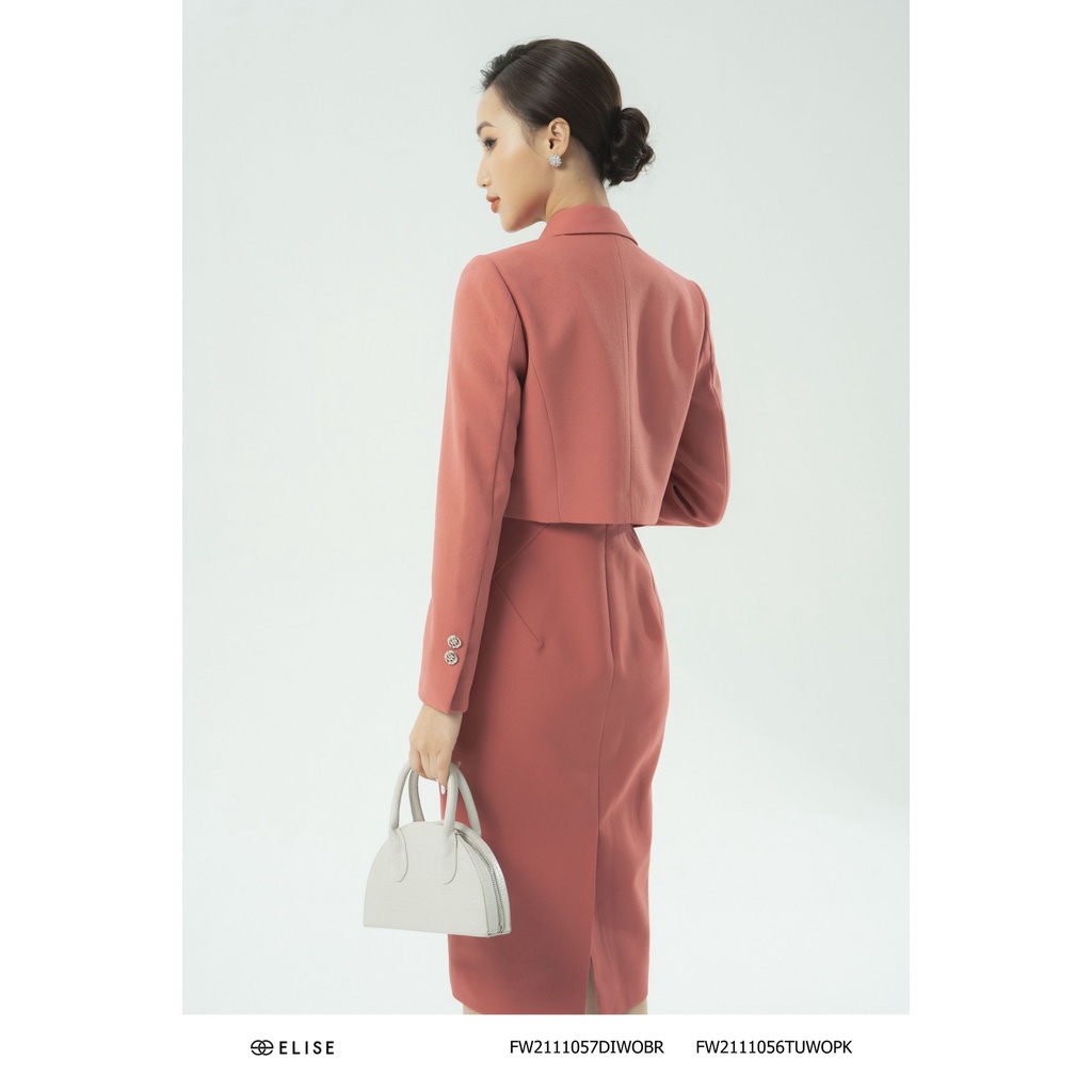 Áo vest lửng hồng xích cúc thiết kế Elise FW2111056TUWOPK