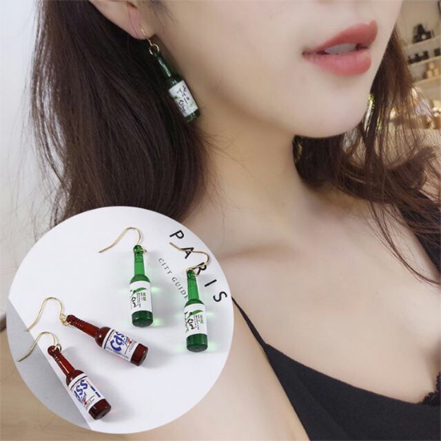 [ULZZANG] Khuyên tai hình chai rượu Soju Hàn Quốc