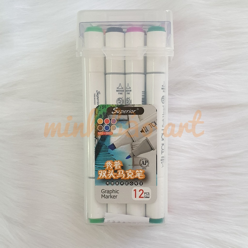 [RẺ NHẤT] BỘ BÚT MARKER TOUCH SOFT HEAD SUPERIOR 24/36/48/60/80 HỘP NHỰA