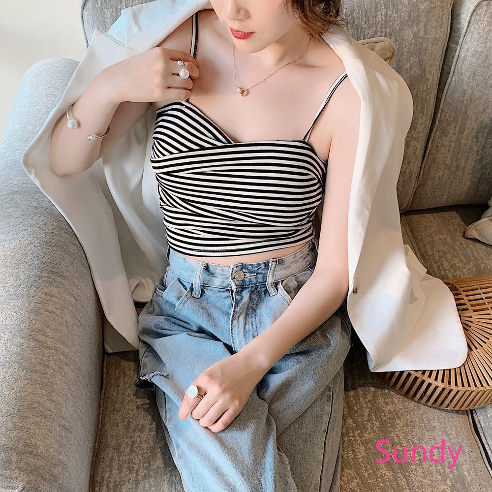 Áo Nữ Không Tay Họa Tiết Sọc Thời Trang Quyến Rũ