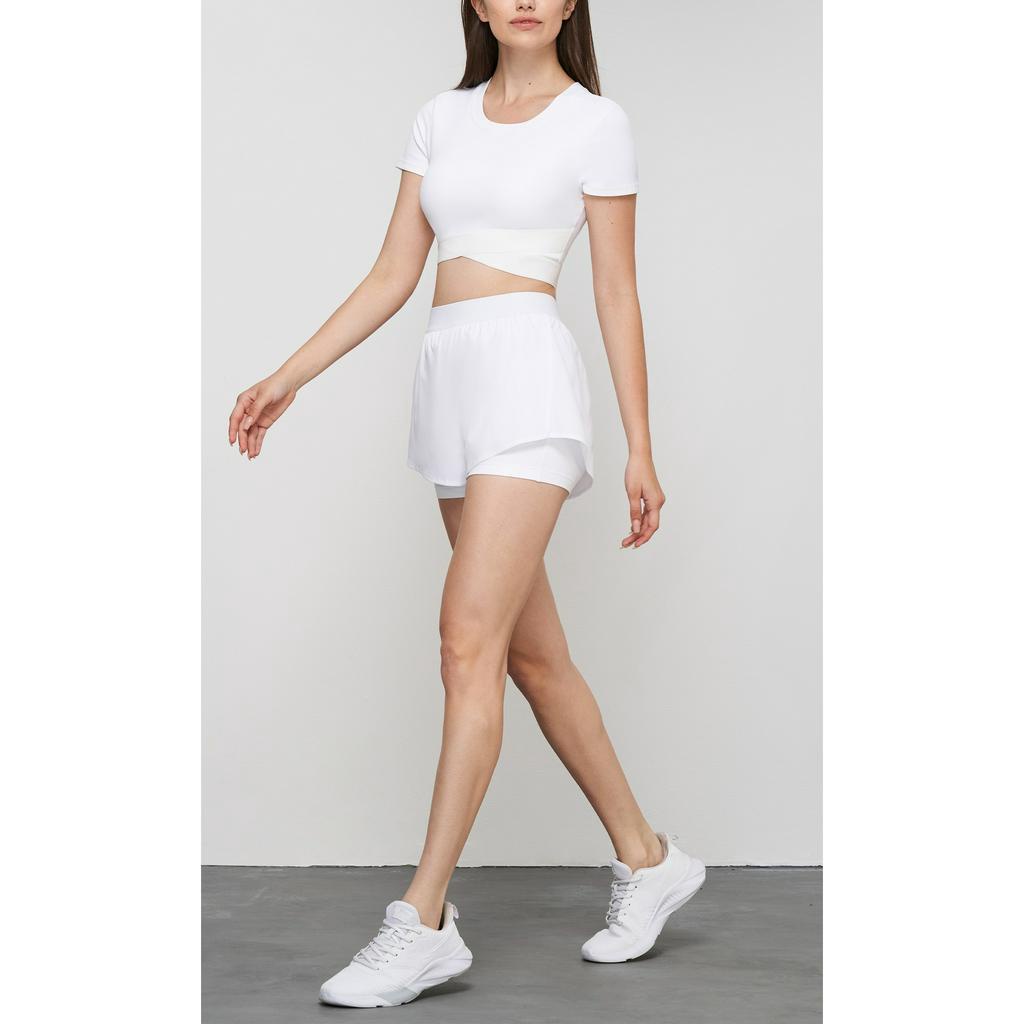 Áo Thun Thể Thao Nữ Ngắn Tay Có Đệm Ngực &amp; Quần short