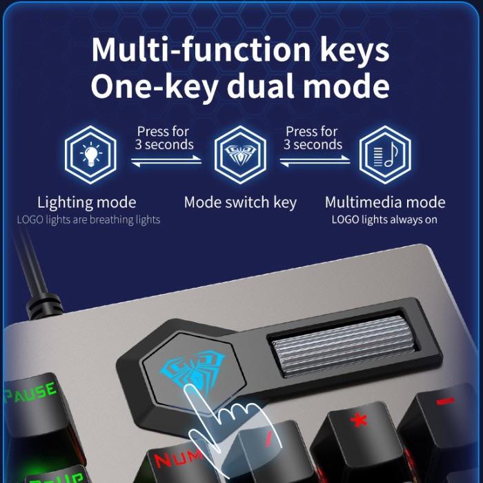 Bàn phím cơ AULA màu đen đèn led RGB, hơn 20 chế độ led, cổng USB 2.0 bàn phím cơ switch xanh hàng chính hãng