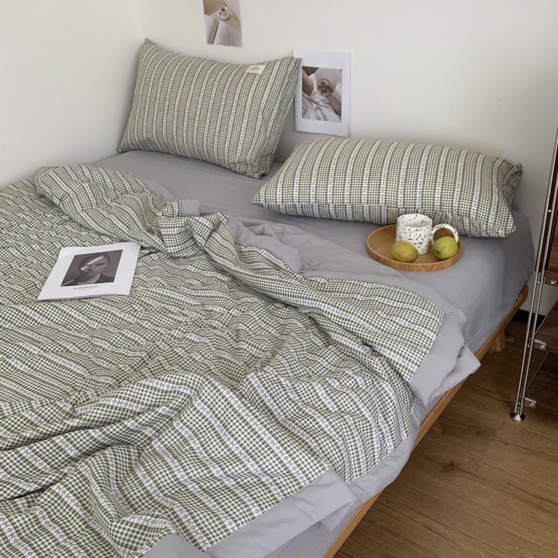 Set Đũi Hoạt Tính Chăn Hè , Hoạ Tiết Kẻ Ô Nhiều Màu Sắc (shinbedding)