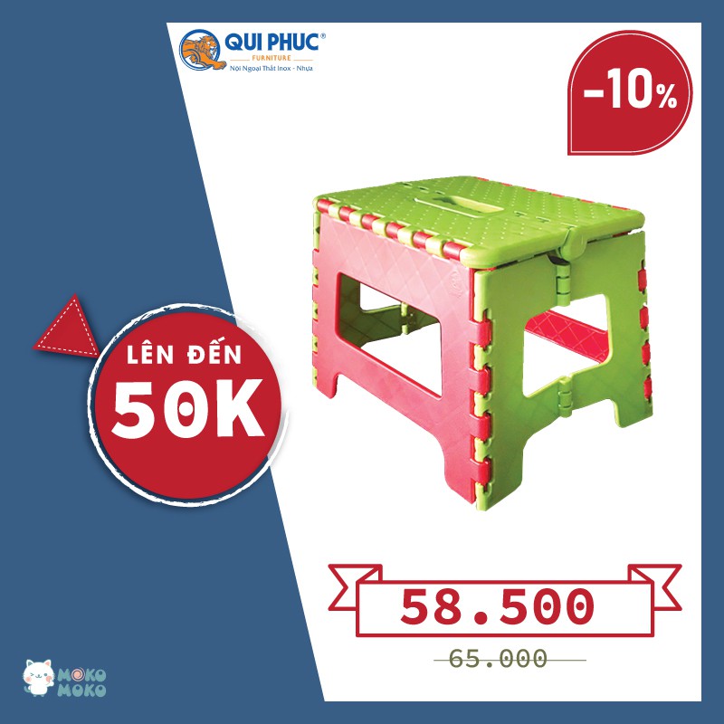 Ghế Nhựa Lùn Gấp Gọn Tiện Lợi, Màu Sắc Tươi Sáng, Thiết Kế Nhỏ Gọn (Dùng Ngồi Hoặc Kê Chân) Qui Phúc | BigBuy360 - bigbuy360.vn