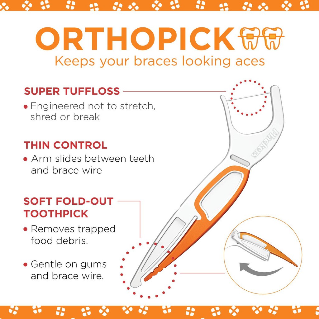 Tăm chỉ nha khoa Plackers Orthopick dùng cho răng niềng, 1 gói 36 cây [Hàng Mỹ]