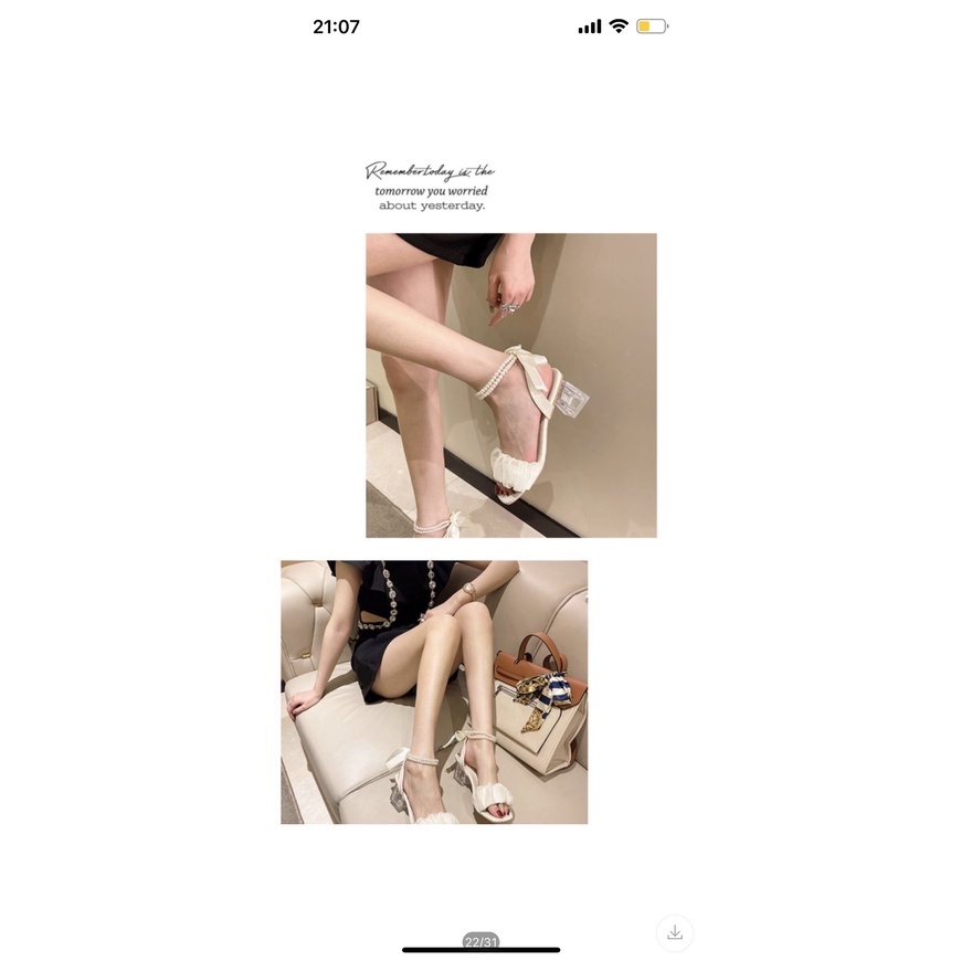 Dép Cao Gót 5 Phân Nữ Dây Ngọc Gót Pha Lê Siêu phẩm cho Nàng Thêm Xinh Size 35 - 39