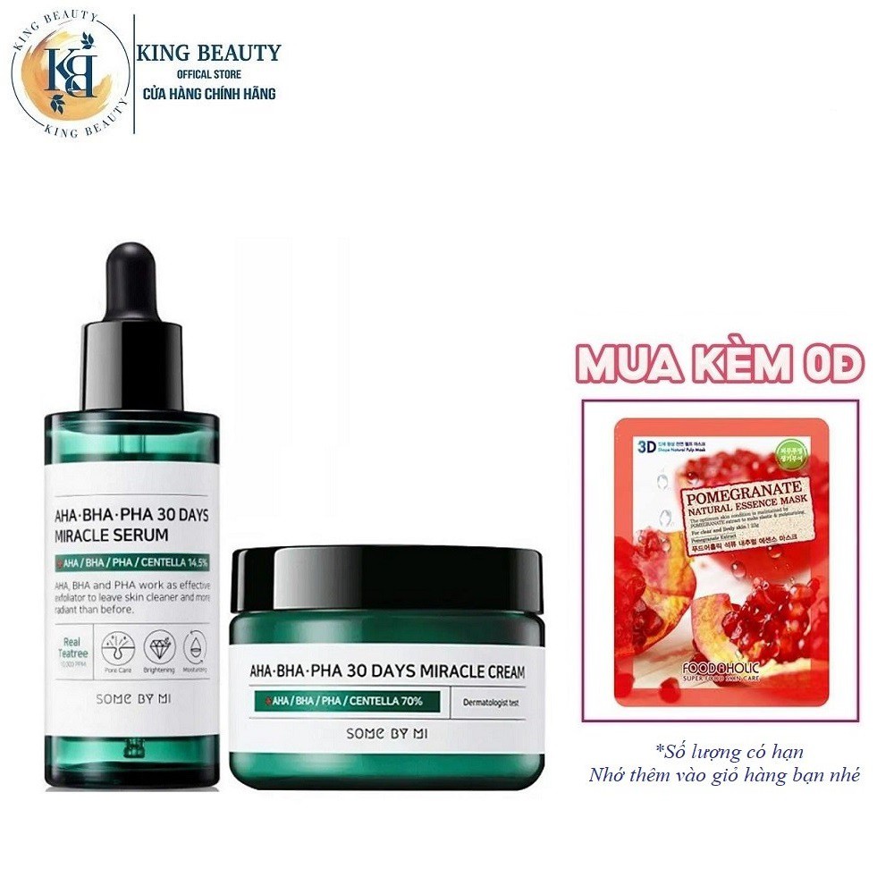 Combo giảm mụn Some By Mi AHA-BHA-PHA 30 Days Miracle ( Serum 50ml + Kem 50ml )
