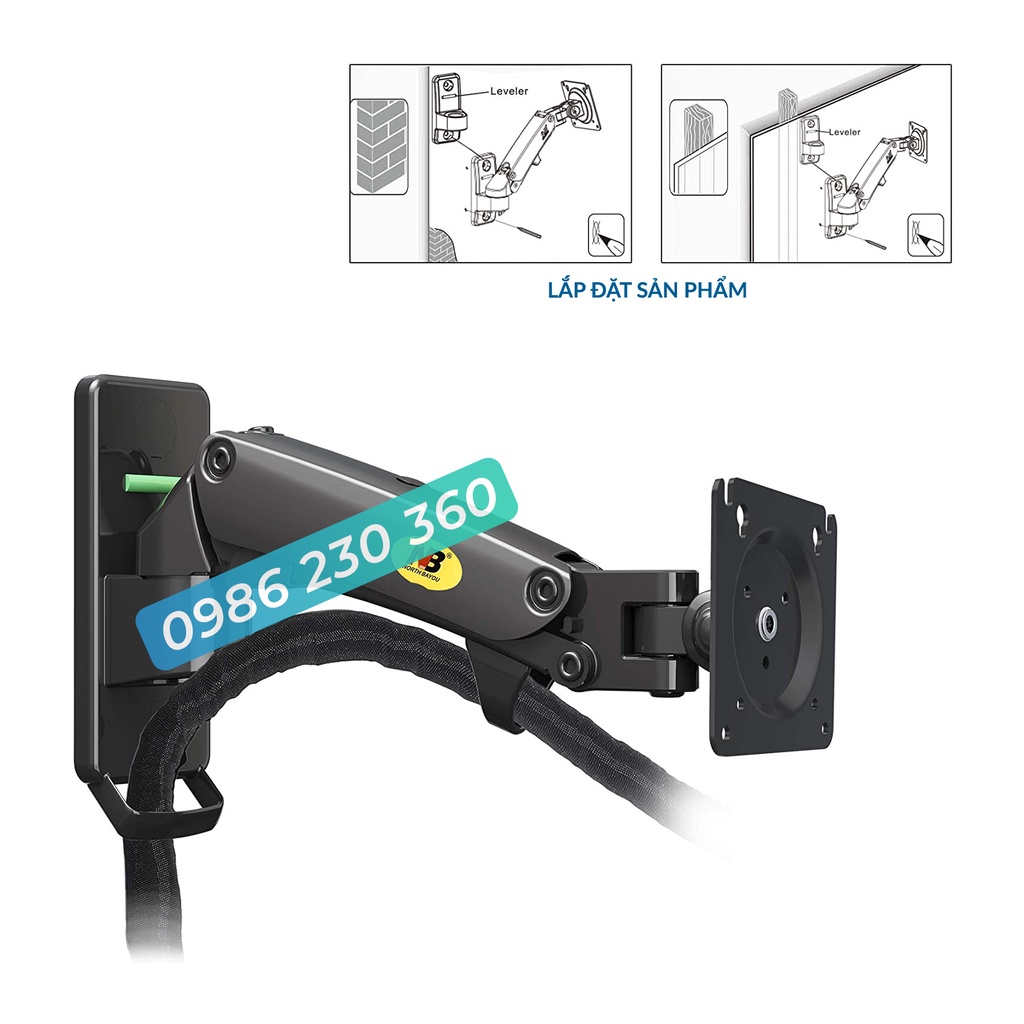 Giá Treo Màn Hình NB-F120 Hỗ Trợ Màn 17 - 27 Inch - Lắp Đặt Treo Tường Tùy Chỉnh Đa Năng - Xoay Màn 360 Độ