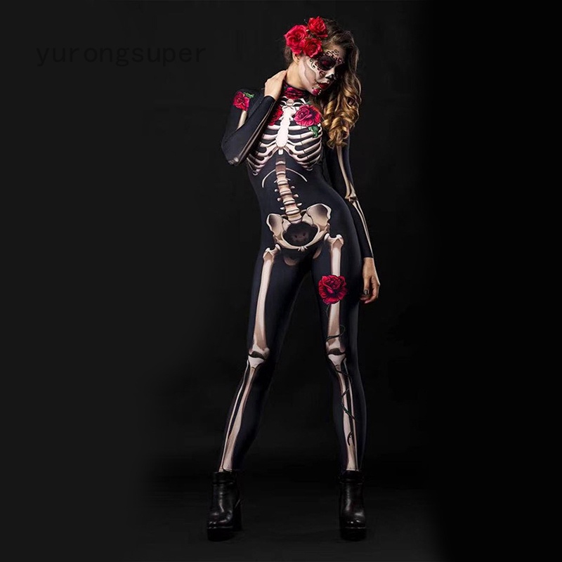 Bộ Đồ Liền Thân Hóa Trang Đầu Lâu Độc Đáo Cho Nữ Dịp Halloween